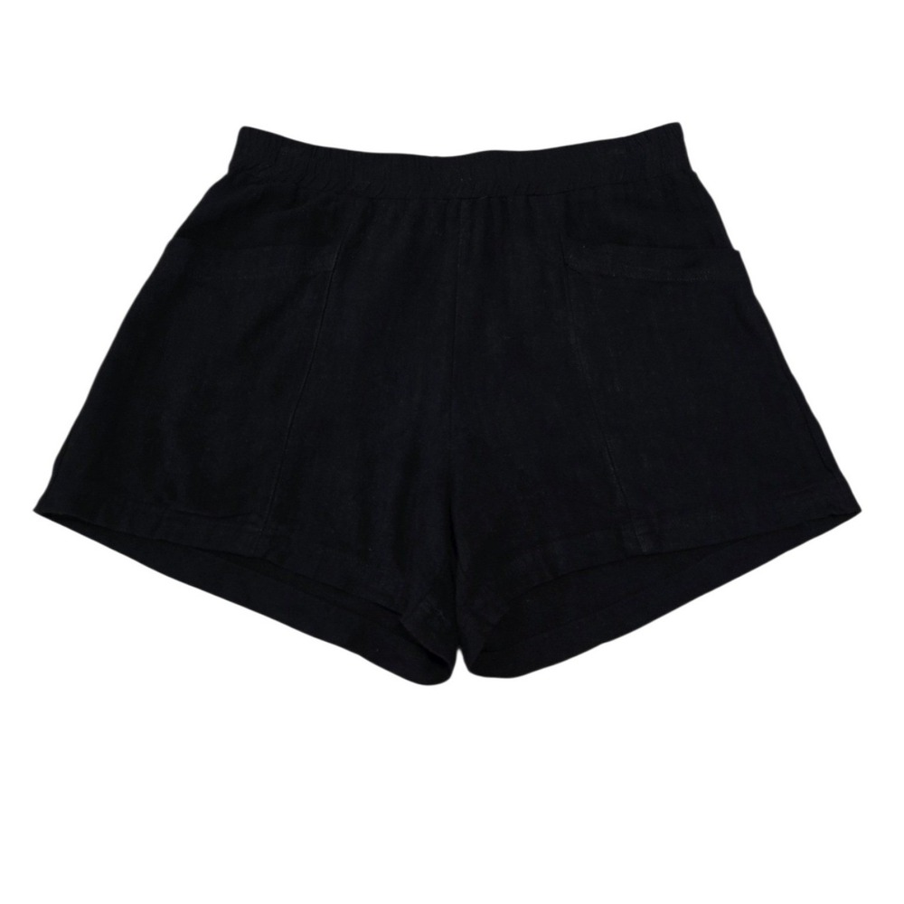 Evereve Womens Black Rayon Linen Blend Elastic Waist Casual Shorts 26BJ8534EE M